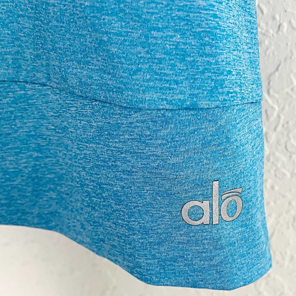 ALO Yoga Vitalize Mesh Drape-Back Tank in Heather Seaport Blue - Picture 4 of 4